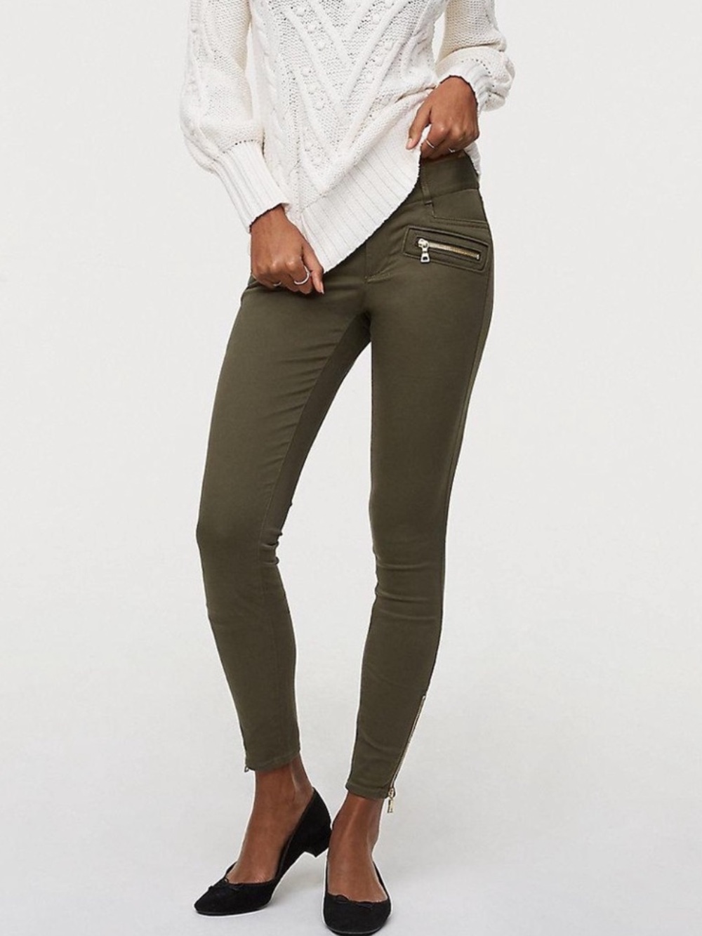 LOFT Skinny Ankle Moto Zip Pants